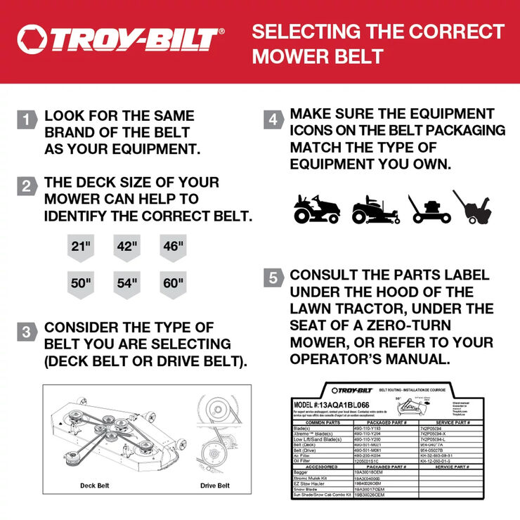 Riding Mower Upper Transmission Belt