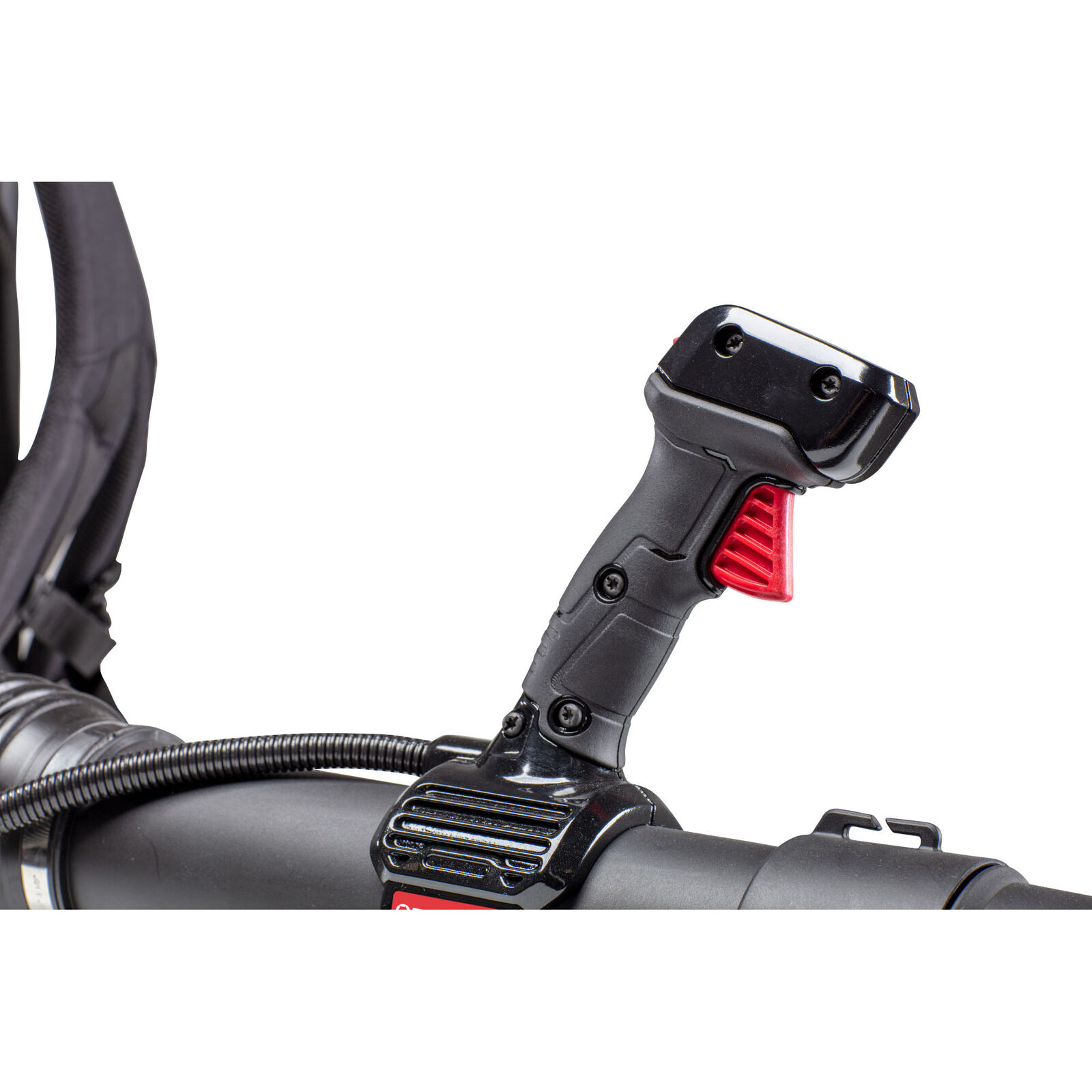 Padded back frame, shoulder straps and handle of the Troy-Bilt TB51BP backpack blower