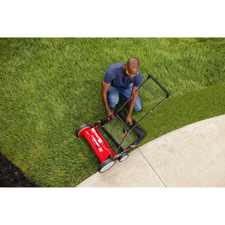 Troy-Bilt 18-inch Manual Walk Behind Reel Lawn Mower with Grass Catcher