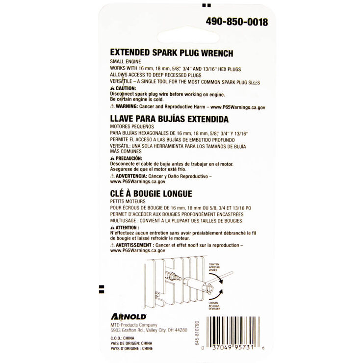 Extended Spark Plug Wrench