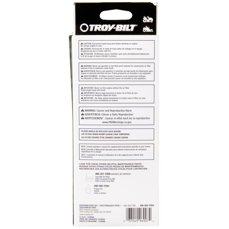 Air Filter with Pre-Filter and Fuel Filter Kit