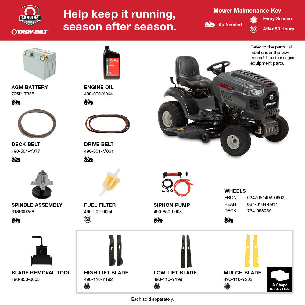 Troy bilt super 2025 bronco riding mower parts