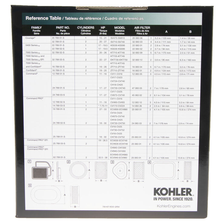 Kohler 7000 Series Twin Cylinder KT715-745 Maintenance Kit