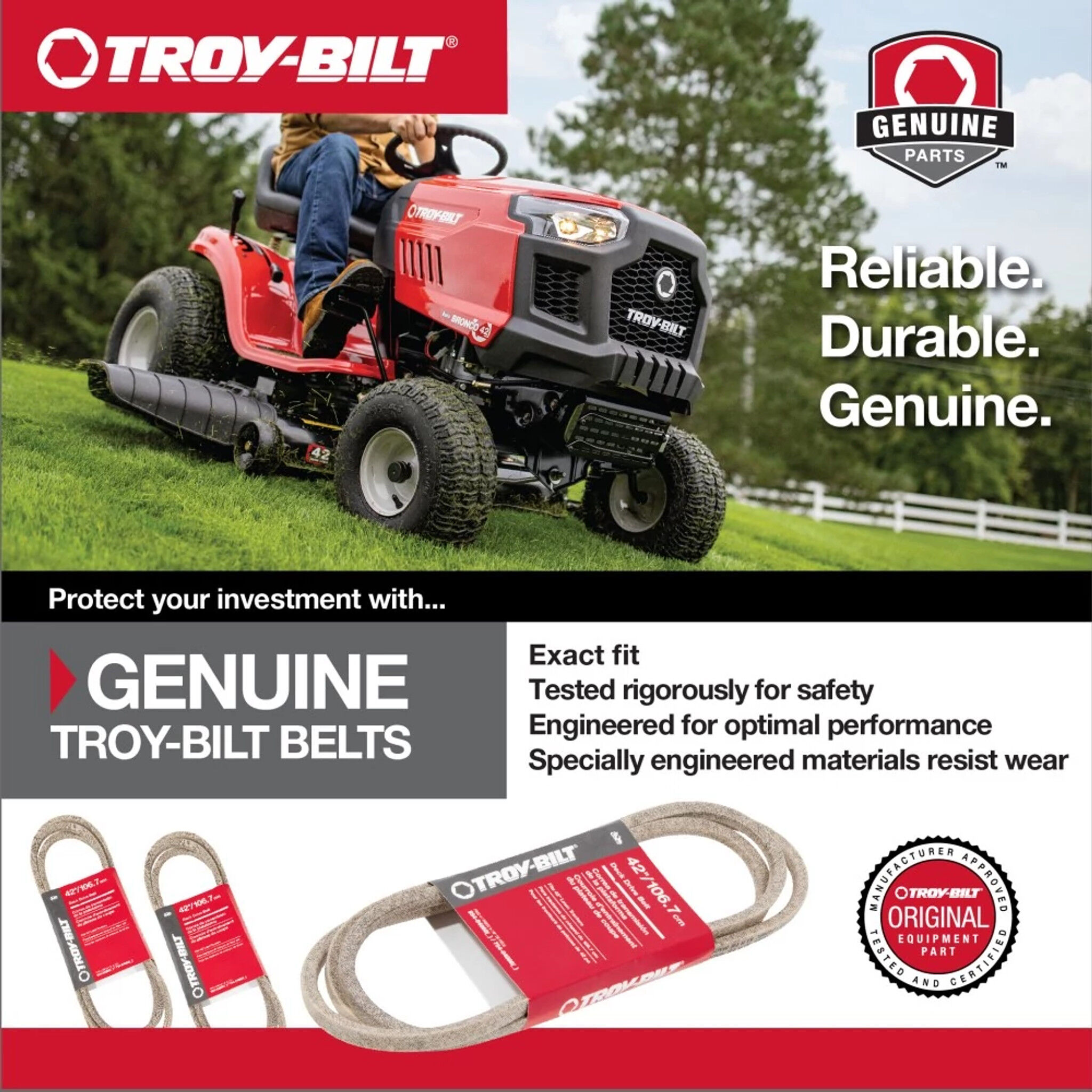 Troy bilt 42 store inch deck belt length