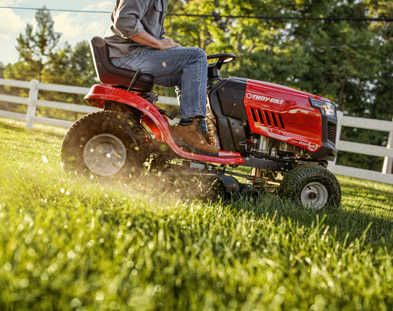 riding lawn mower on grass